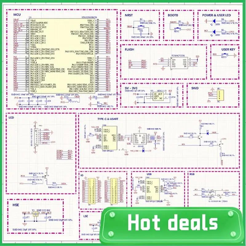 

Минимальная системная плата Плата разработки микроконтроллера FLASH Основная плата C6T6