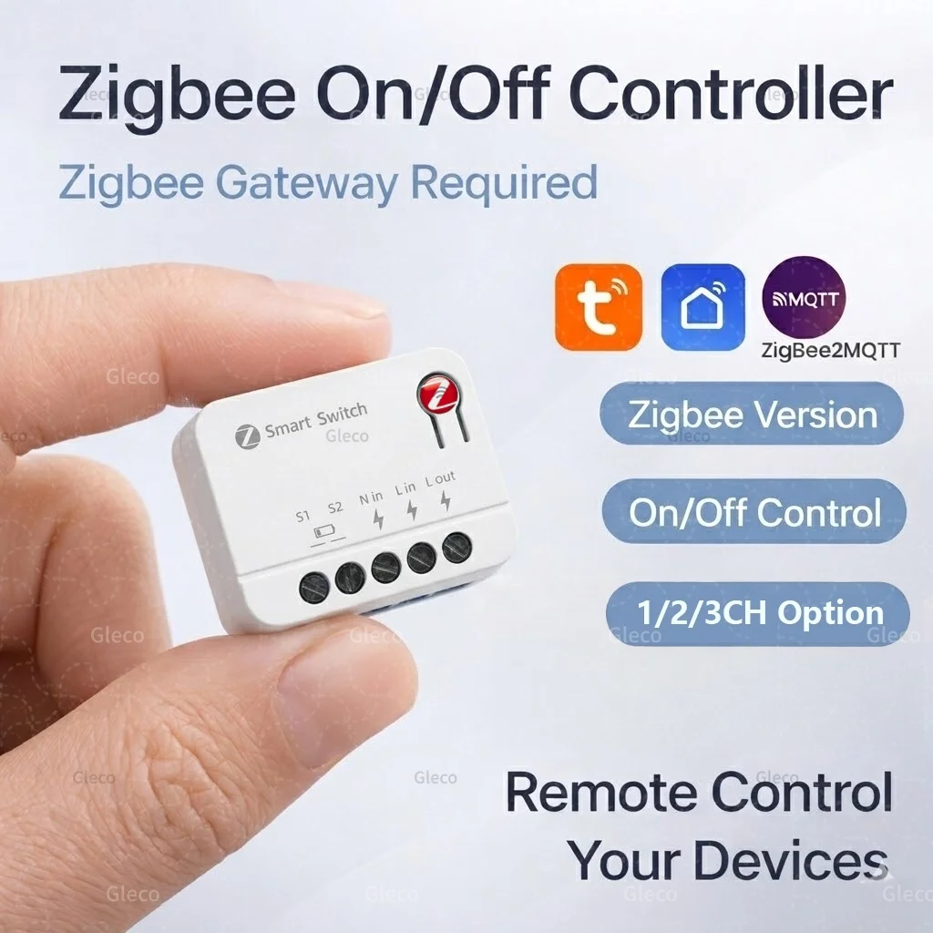 Zigbee TUYA 1/2/3Gang Mini Smart Switch Module 10A/16A DIY Relay Switches Breaker Works With Alexa Google Home Assistant 2MQTT