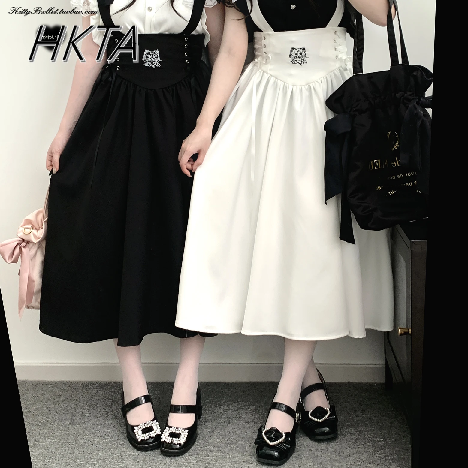 Japanese Mine Mass Production Sweet Lolita Girls Strap Skirt Women 2024 Summer Autumn New Ruffle Splicing Black Long Skirt Falda