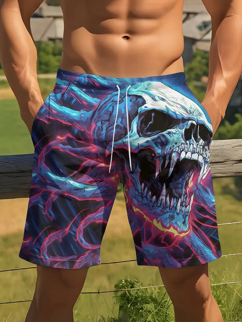 Men's Shorts Swimming Trunks Quick-drying  3D Print Horror Skull Graphic Beach Shorts Outdoor Harajuku Y2k Unisex Pop Swimwear