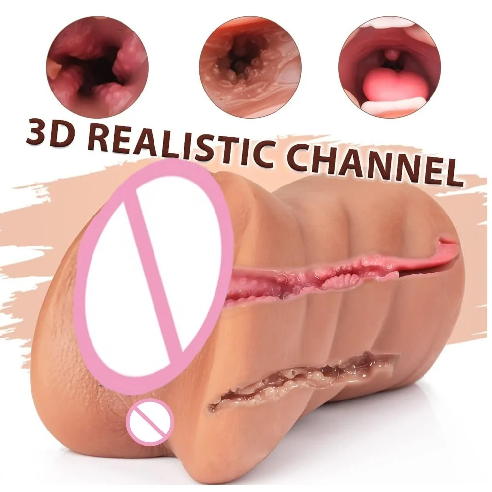 3D Flesh The Light Male Masturbation Artificial Vagina Ass mouth Silicone 3 In 1 Adult Sex Toy Doll For Man Pocket Pussy Ass view 2