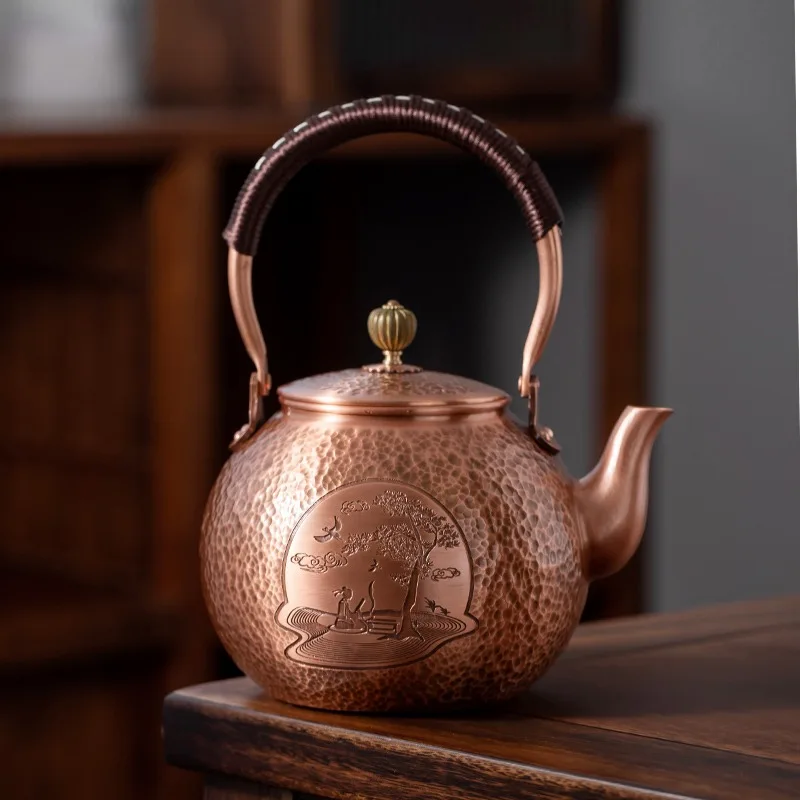 Customized Detian Copper Pot, Boiling Water Pot, Pure Purple Copper, Handmade Thickened Tea Brewing Tea Brewing Tea Pot, Househo