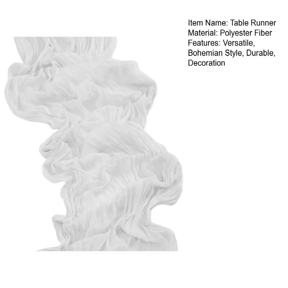 Camino de mesa de 180/400cm, hermoso estilo bohemio, cubierta de mesa de gasa, tela de queso, rústico bohemio para decoración del hogar, Festival y vacaciones