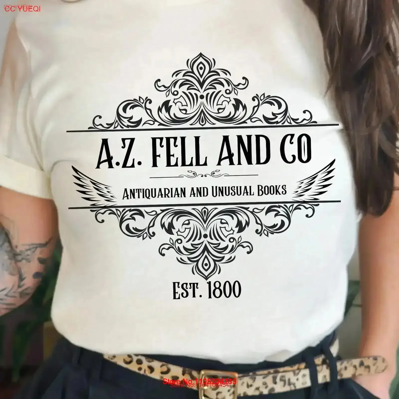 Good Omens A Z Fell and Co Antiquarian Unusual Books T Shirt Aziraphale Crowley Ineffable Husbands Fandom Comic Con vintage