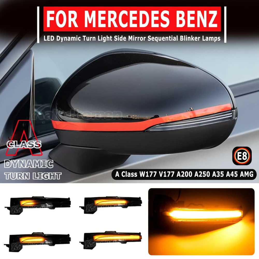

Dynamic LED Turn Signal Lights Rearview Mirror Indicator Blinker Repeater For Mercedes Benz A Class W177 V177 A200 CLA C118
