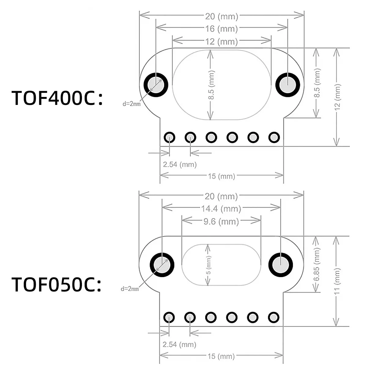 1Pcs TOF050C TOF400C Laser Ranging Sensor Module Tof Flight Time Distance Iic Output