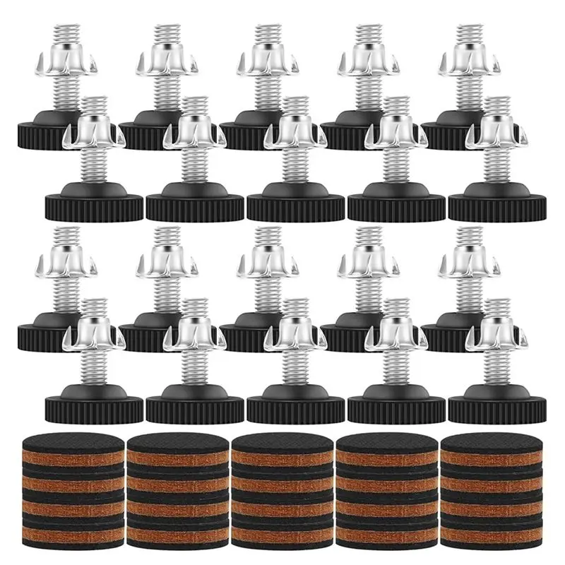 ab02-20個入り調整可能な家具レベラー、床保護付き、3-8インチの頑丈なレベリングフィート、ゴムパッド付き、テーブル用