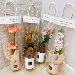 10pcs PVC trasparente lungo Tote sacchetto trasparente imballaggio di fiori Bouquet di fiori borse decorazione fiorista celebrazione sacchetto regalo per feste