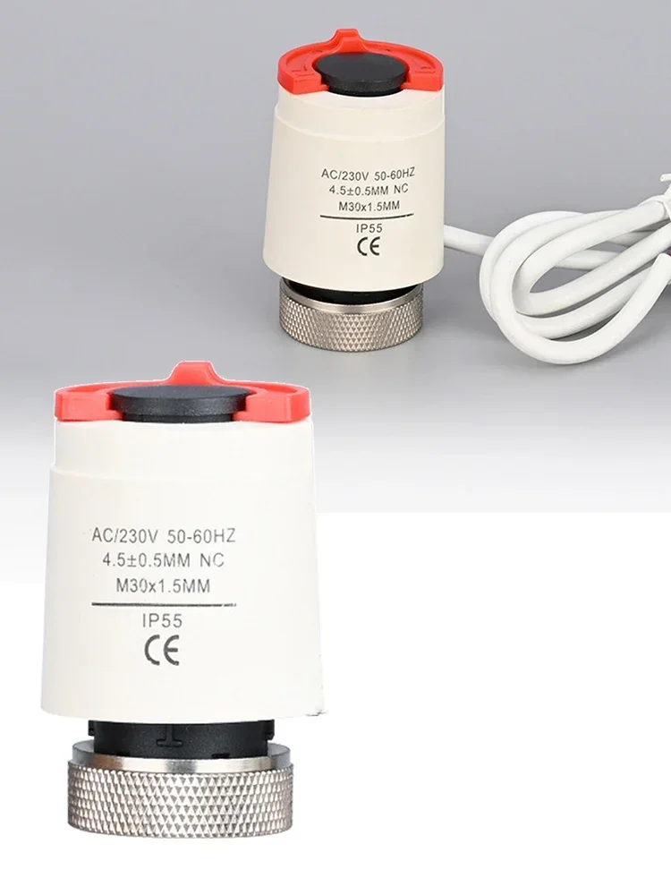 AC 230/220V 50-60HZ Electric Thermal Actuator For Underfloor Heating TRV Thermostatic Radiator Valve M30*1.5 Normally Closed