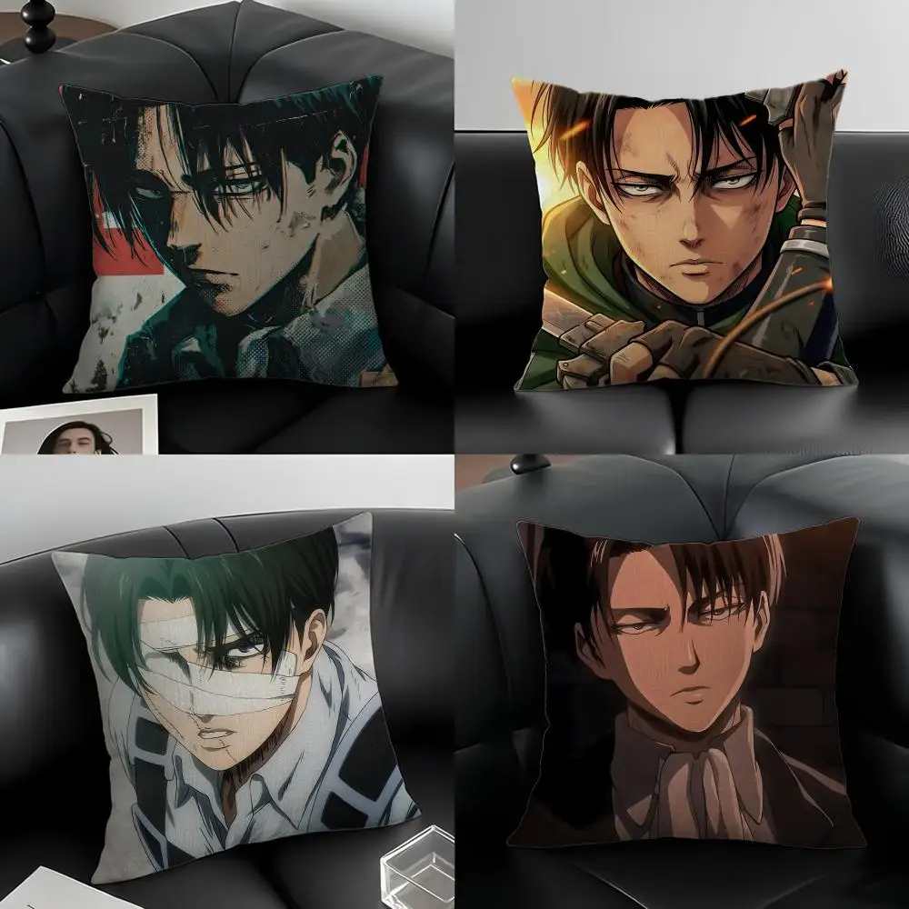 Anime Character L-Levi A-Ackerman Cushion Cover Natural Linen Pillowcase Set, All-in-One Decor for Sofa, Bedroom & Chair