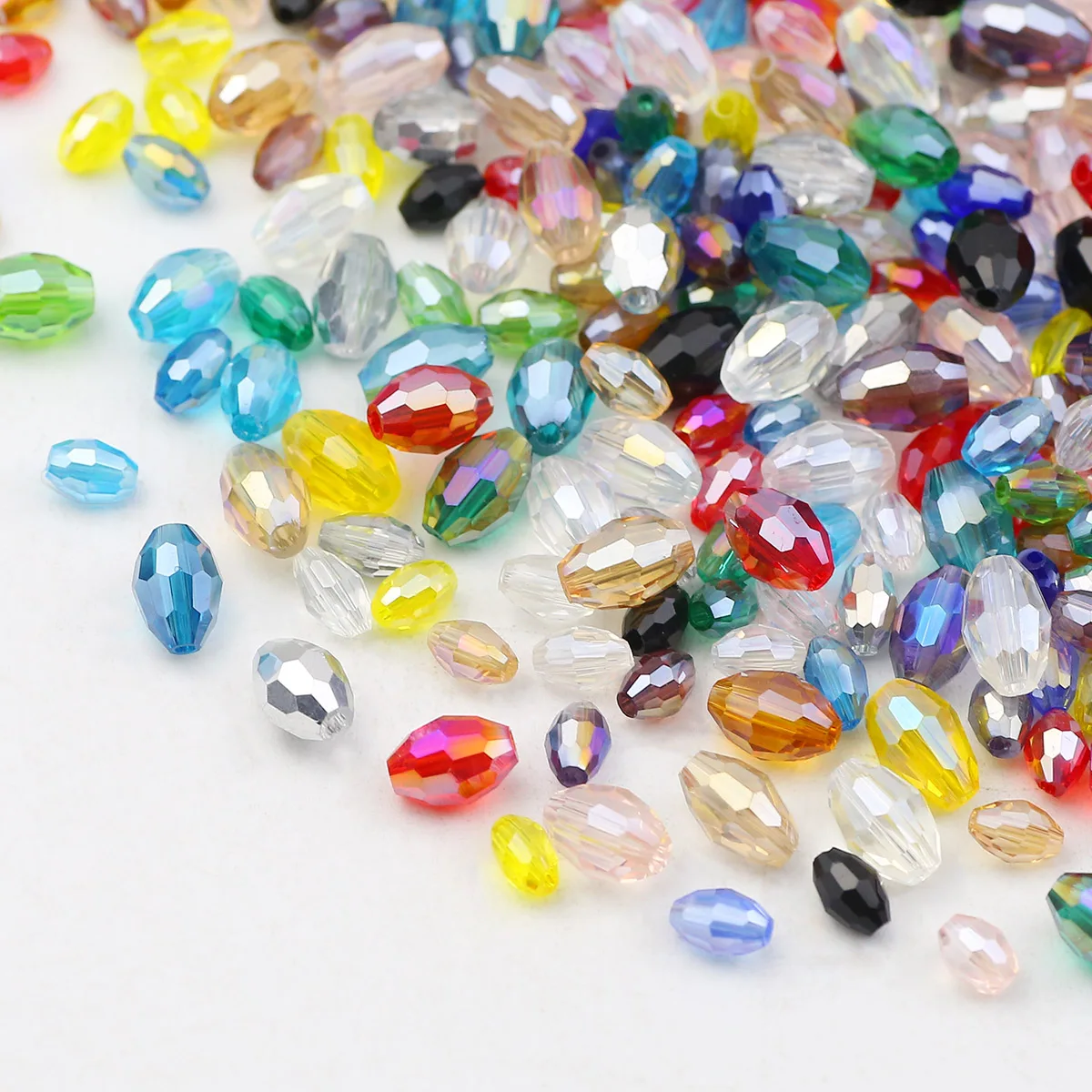 4x6/6x8mm Rice Grains Austrian Crystal Glass Oval Faceted Mixed Color AB Spacer Beads For Jewelry Making DIY Bracelets Necklaces