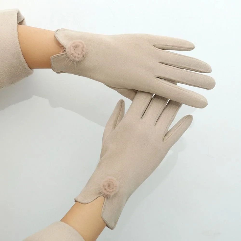 Gift Velvet Winter Suede Gloves Soft Thick Pu Leather Gloves Waterproof Warm Women Cycling Mittens Girls