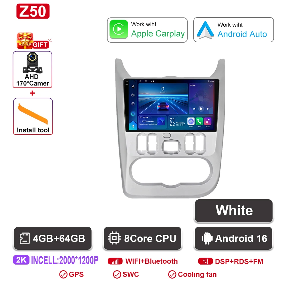 Android 16 autoradio voor Renault Logan 1 Sandero 2009 - 2015 voor Dacia Duster 2010 - 2017 auto multimedia videospeler navigatie