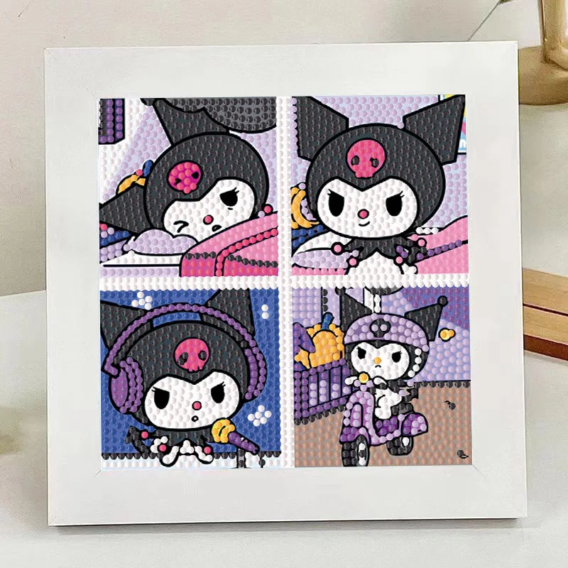 

Children's Diamond Painting Card Handmade Diy Cartoon Diamond Stickers Sanrio Kuromi Sponge Baby Puzzle Gift