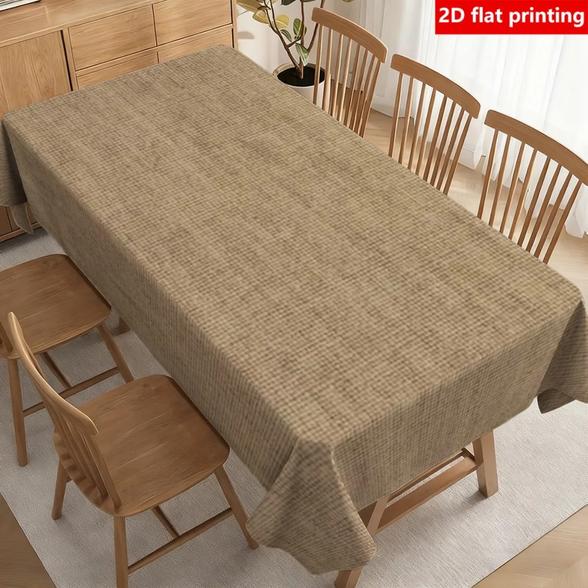 Tischdecke 2D FLAT Braun Rechteckige Tischdecke, Flachbedruckt, Landhausstil Tischdecke