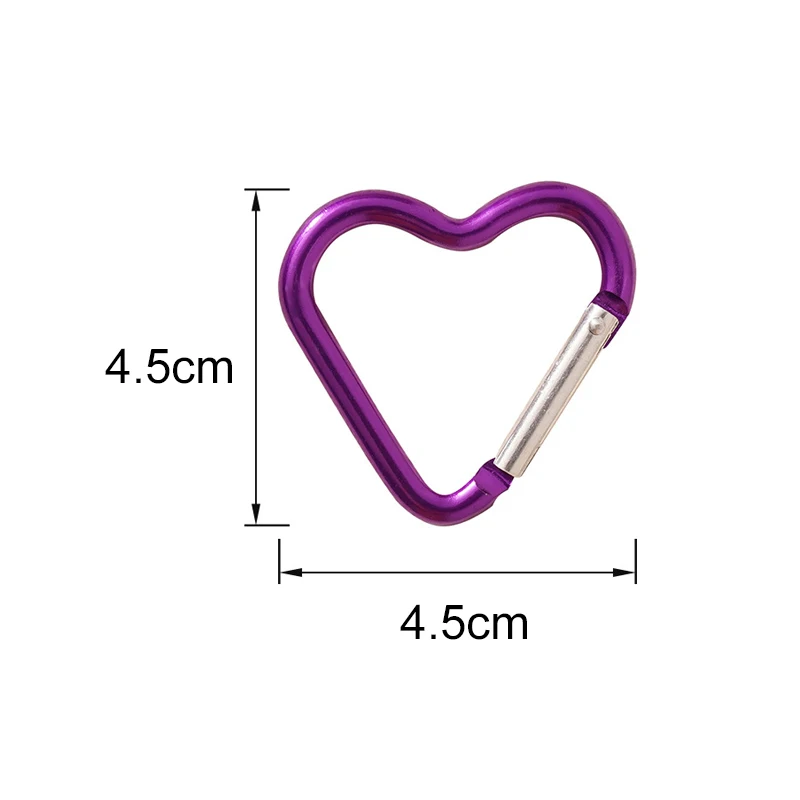 5Pcs Outdoor Carabiner Heart Shape Keychain Clip Aluminum Alloy Rings Climbing Clips Spring Snap Hook Carabiner Durable