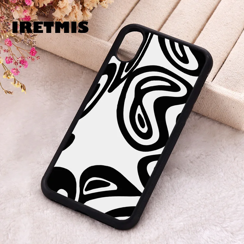 Iretmis Phone Cover Case For iPhone X XS Max XR 11 12 13 PRO MINI 14 15 16 Plus Rubber Silicone Jaded London Monochrome Swirl