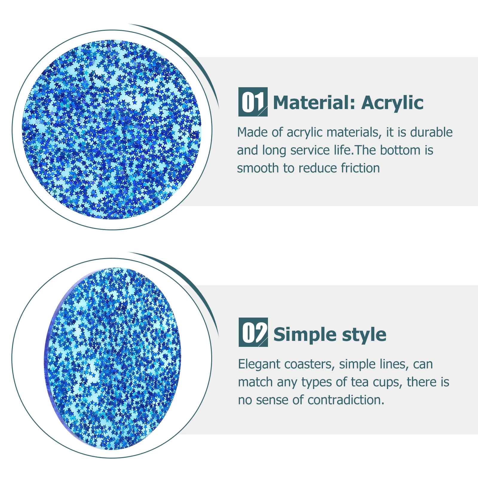 

2Pcs Style Acrylic Coaster Heat Insulation Table Mat Non Slip Cup Mat for Home Kitchen Decor Acrylic Coasters