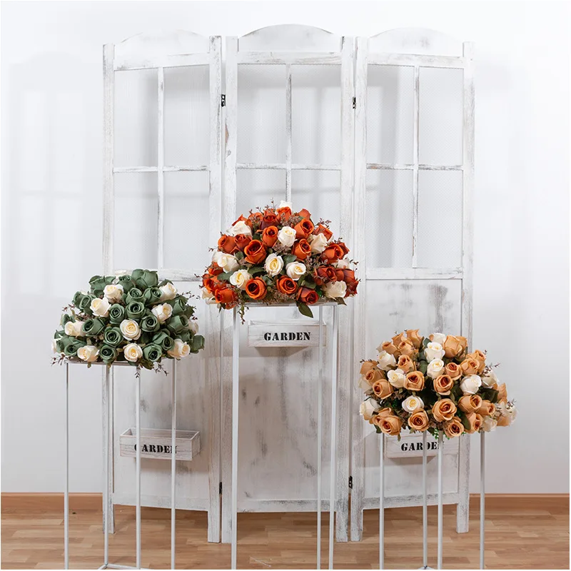 

Artificial Rose Flower Ball Wedding Table Centerpiece Decor Floral Scene Layout Window Display Road Leads Props