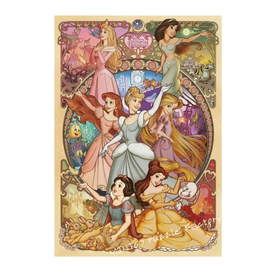 Puzzles Disney Princess Vintage Style Wooden Jigsaw Puzzle 108/200/300/500/1000 Pcs for Girl Gift Adults Difficulty Family Game