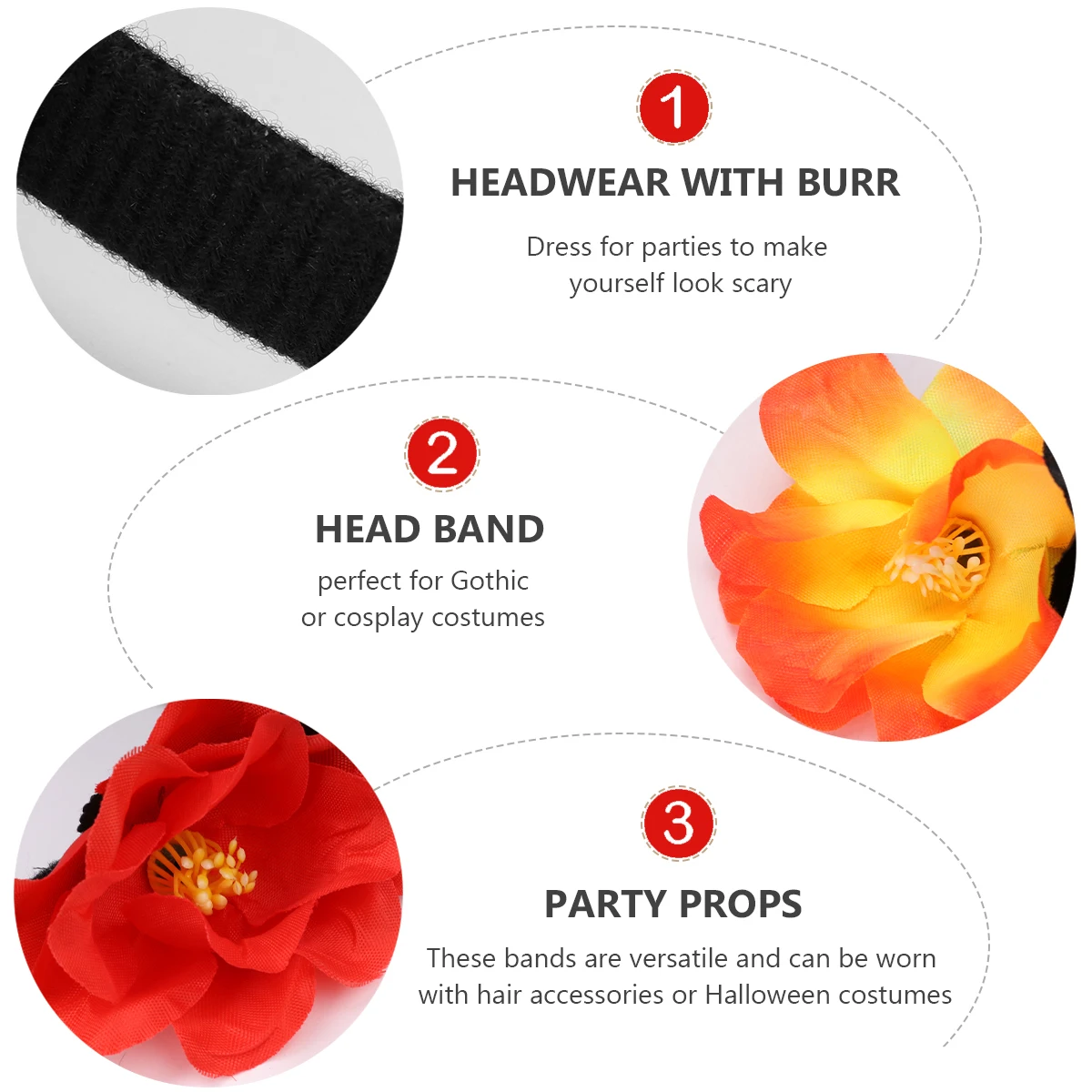 

2Pcs Skull Headdress Halloween Headband Plastic Flower Crown Accessories Costume Party Stage Performance Photo Prop Hair Tool