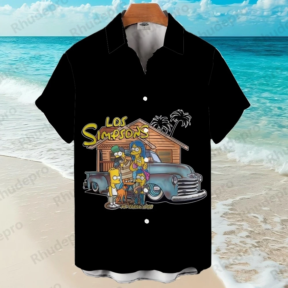 

Повседневная мужская летняя женская гавайская рубашка Disney The Simpsons, семейная повседневная одежда для мальчиков, рубашки для девочек-подростков, модные рубашки Camisas De Homem