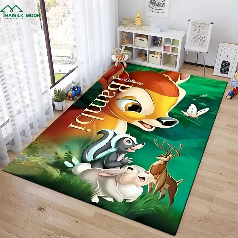 1PC Disney Bambi Print Fawn Rugs for Living Room Bedroom Dining Kitchen Office Bathroom Non-Slip Large Decor Carpet Outdoor Rug