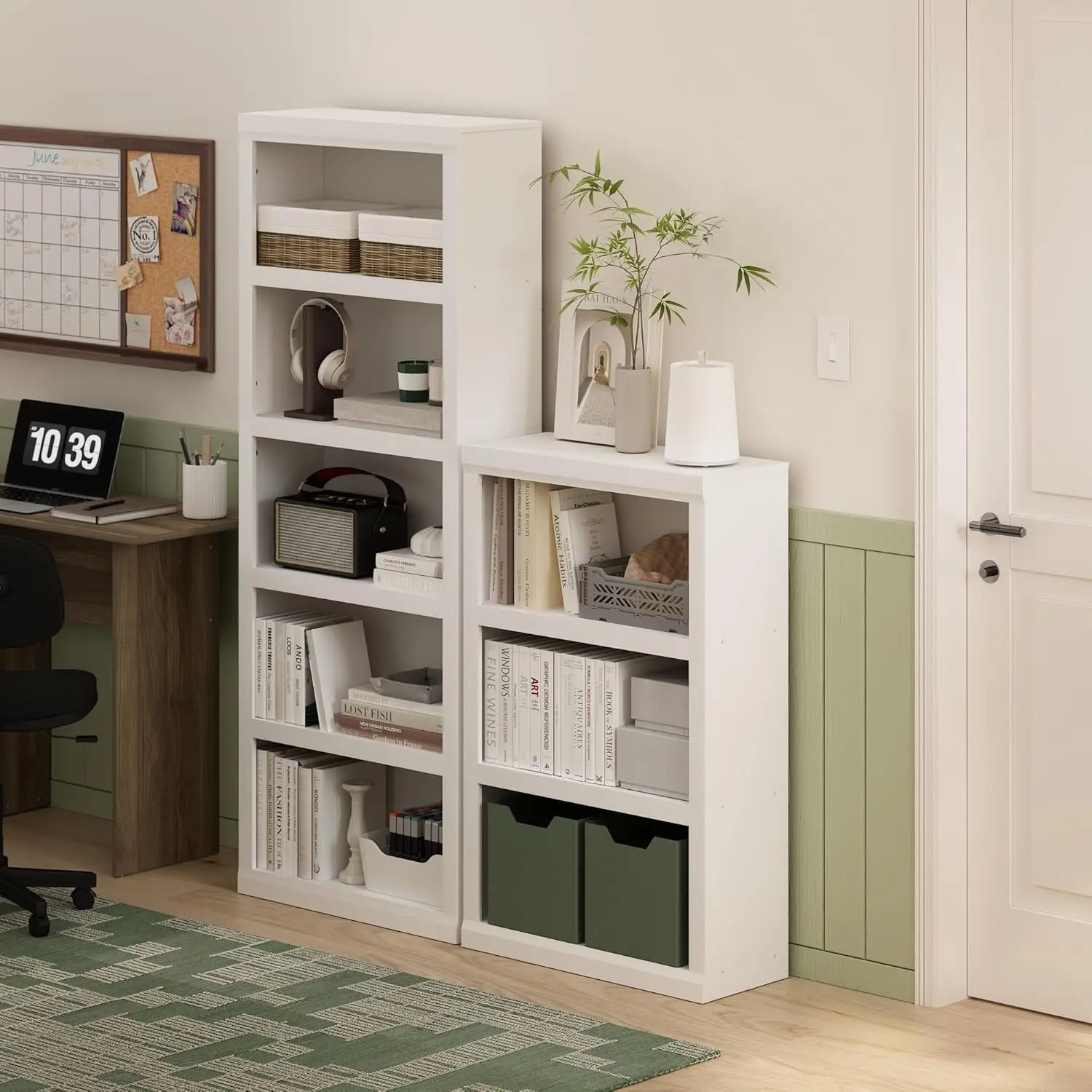 3-Tier Open Shelf Bookcase with Classic Style Edges, White