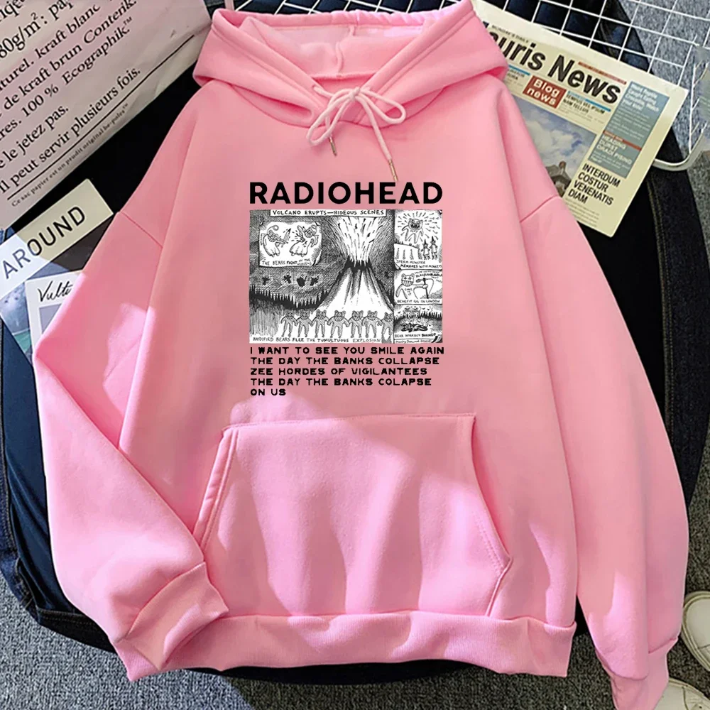 RockIndie Rock Radiohead طباعة هوديي رجل/امرأة البلوفرات هوديس كم طويل الصوف الشارع الشهير Harajuku الذكور بلايز بلوزات
