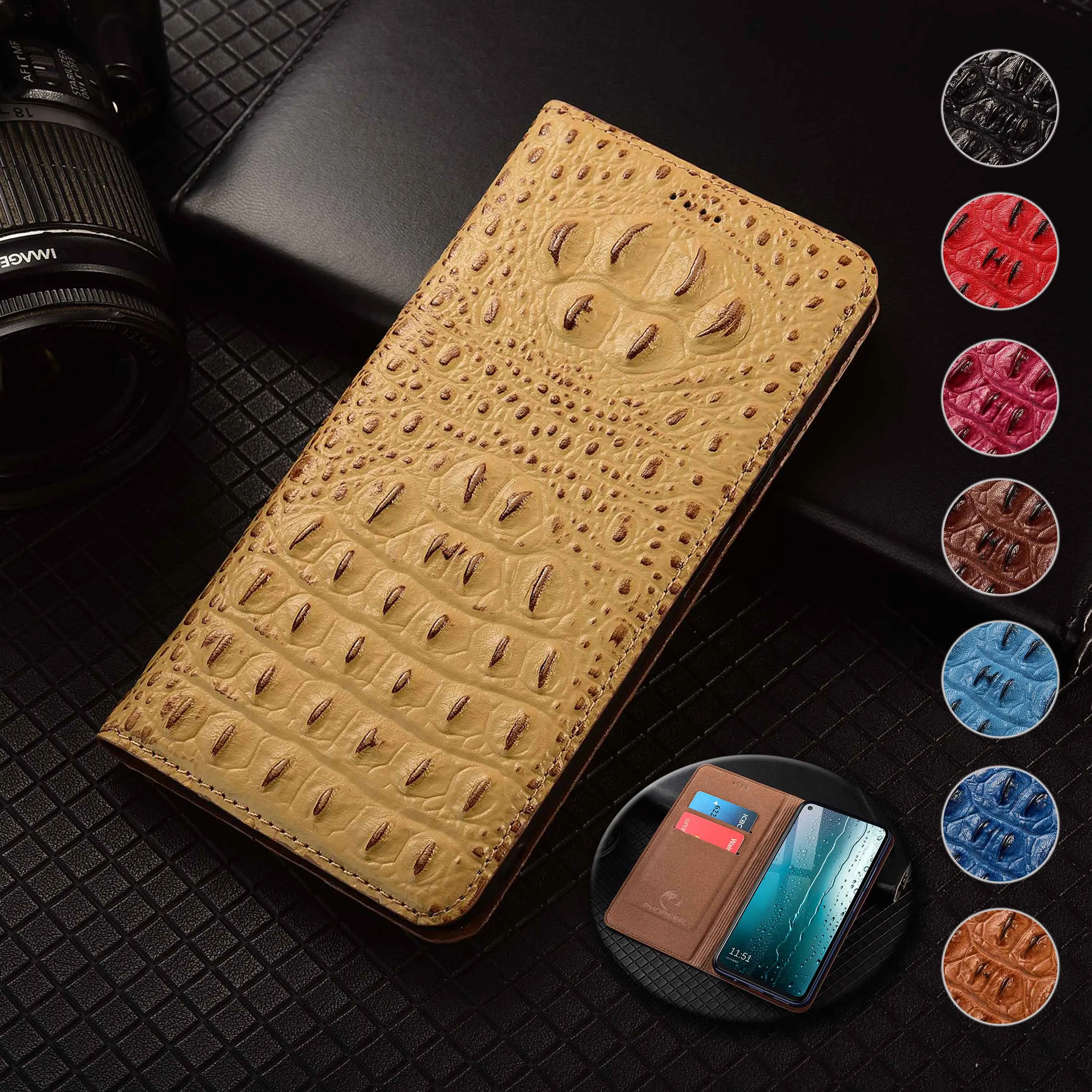 

Crocodile Claw Pattern For Tecno Camon 17 18(PTi) 19 Neo 20 30S 40 Premier Pro 4G 5G Of Genuine Leather Flip Phone Case Cowhide
