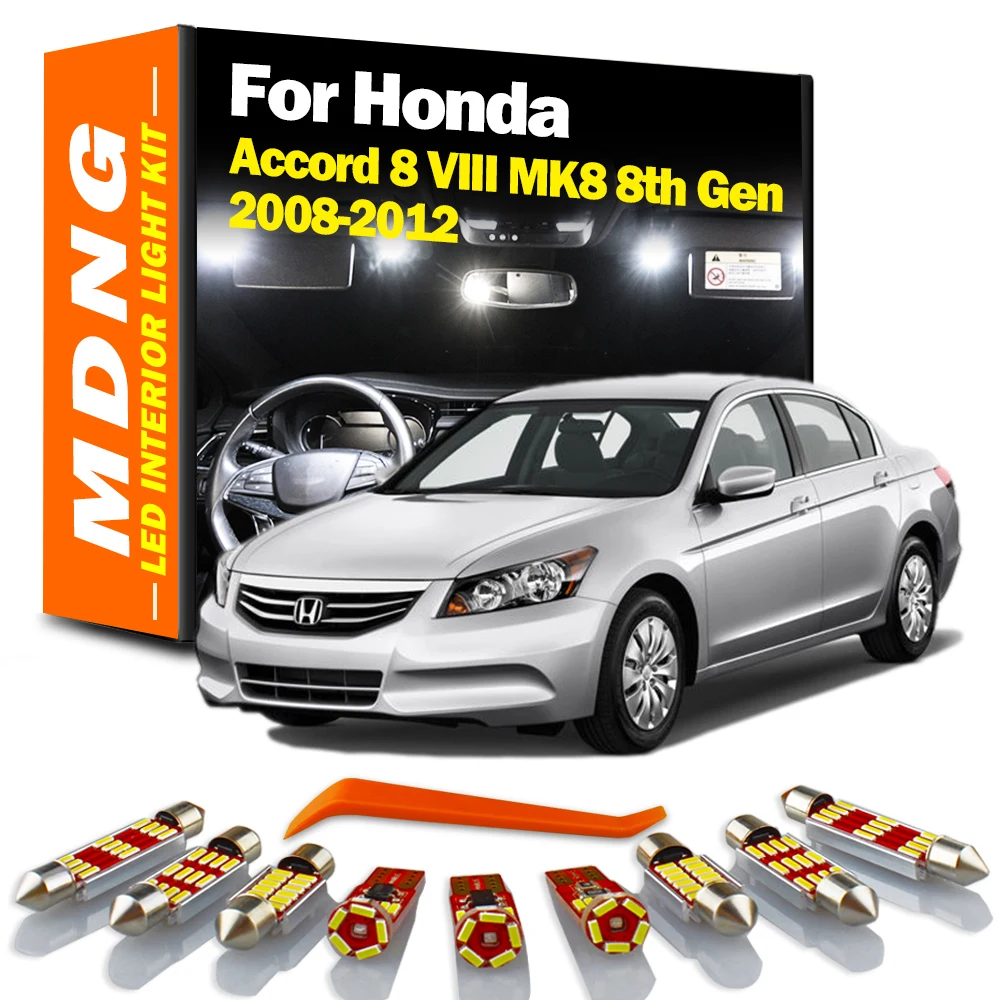 MDNG 17Pcs LED Interior Dome Reading Map Light Kit For Honda Accord 8 VIII MK8 8th Gen 2008 2009 2010 2011 2012 Car Accessories