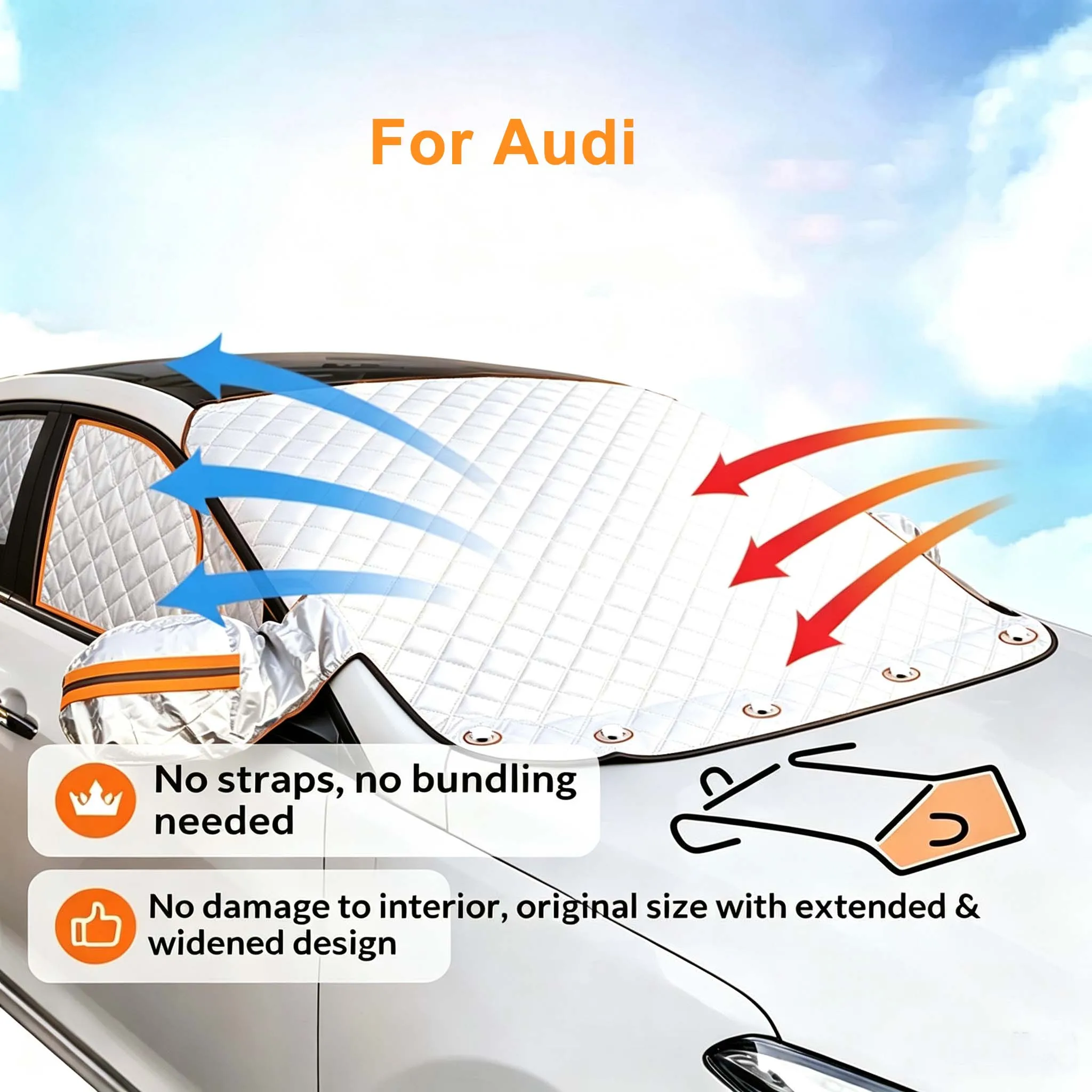 For Audi Q5 A4 B8 2009 2010 2011 2012 2013 2013 2014 Magnetic Car Windshield Sunshades Extra Thick Snow Ice Cover Protection