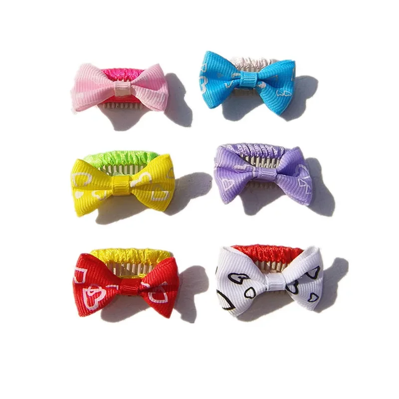 Dog Hair Pin Puppy Bows Print Pets Headwear Dogs Cat Hair Clip Pet Grooming Girls Bows for Dog Cats Hair Accessories