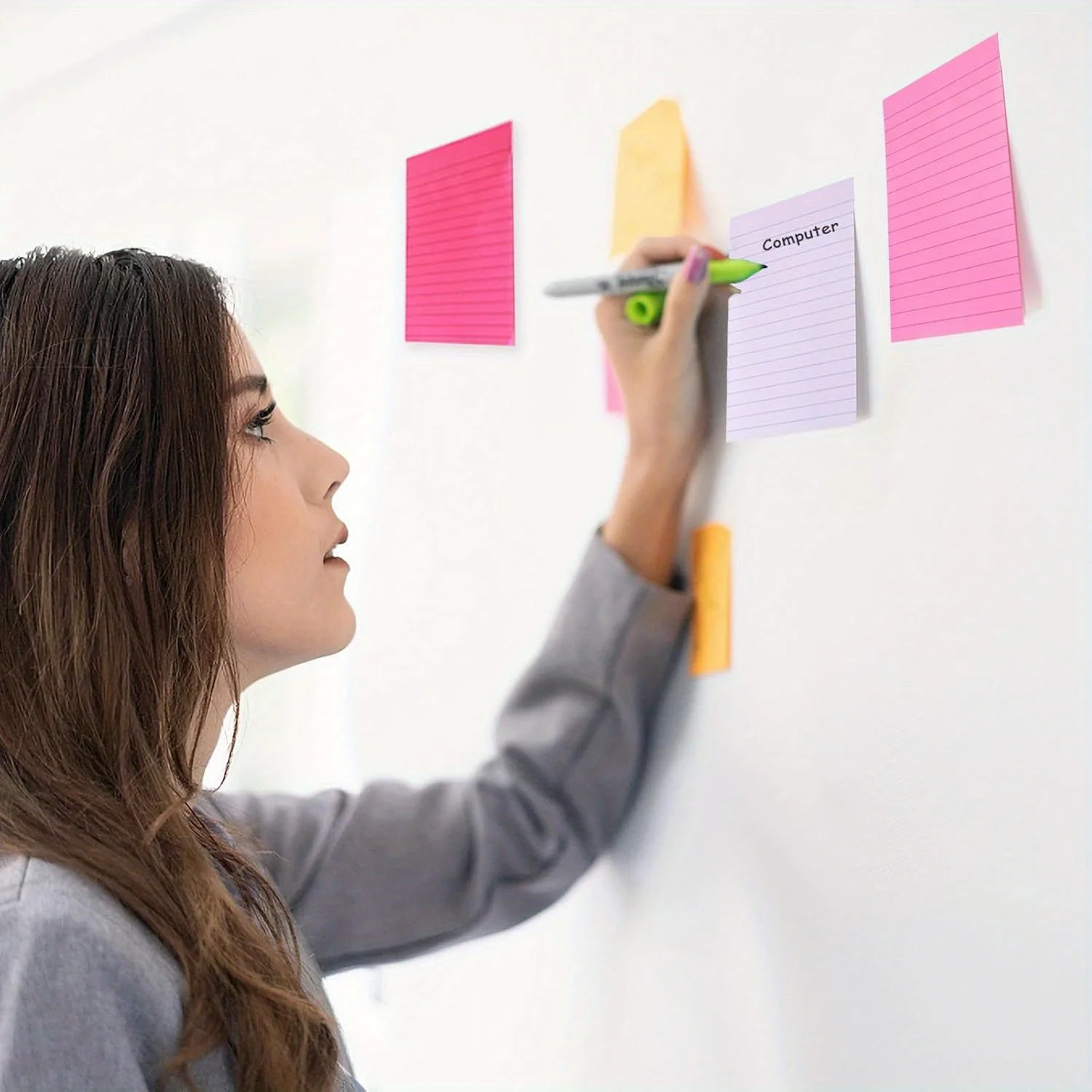 9 عبوات من الملاحظات اللاصقة مقاس A6 مع صفحات مبطنة - خيارات الألوان الوردية والأزرق والأخضر الباستيل، وقائمة المهام، وإدارة المهام، والقرطاسية المزخرفة