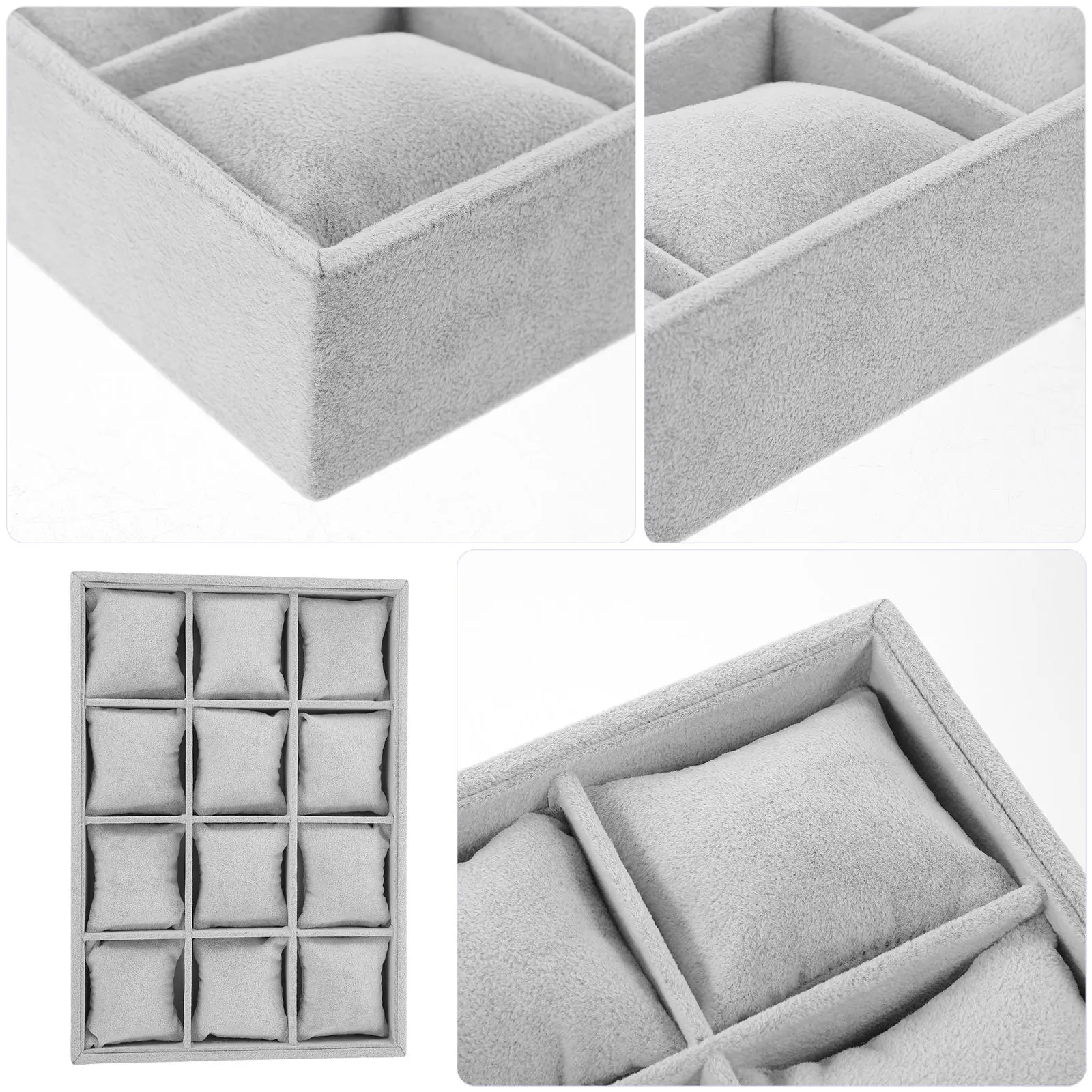 

1 Set Bracelet Display Tray With Pillows Soft Lining Trapezoidal Design For Watch Bangle Jewelry Organizer Storage Box Holder