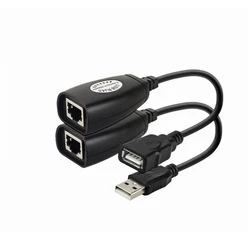 2 sztuki nowy przedłużacz USB do RJ45 RJ 45 przewód LAN przedłużacz do ponad Cat5 RJ45 Cat6 Patch Cord czarne akcesoria sieciowe