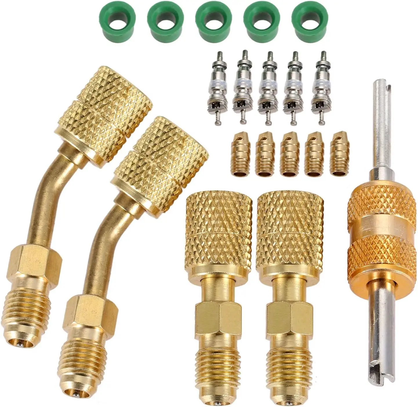 R410A Adapter for Mini Split System Brass Charging Vacuum Port Adapter Valve Core Remover for HVAC and Refrigeration Service