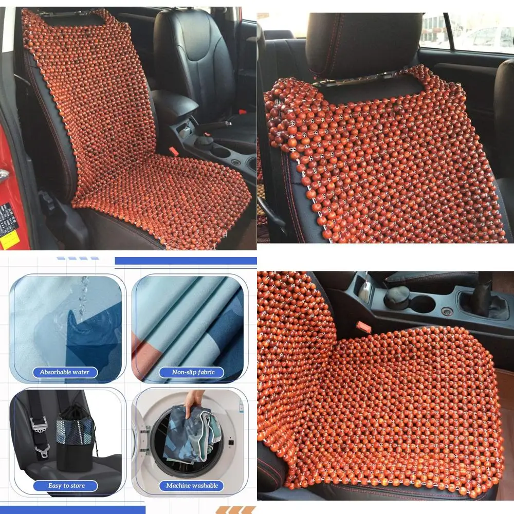 

Деревянный бисерный автомобильный чехол на переднее сиденье автомобиля, натуральный палисандр, деревянная бусина, крутая освежающая удобная подушка для массажа спины, коврик премиум-класса Qu