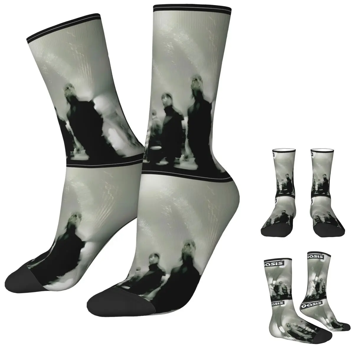 

Рок-группа, британские музыкальные чулки, мужские носки O-Oasis, мягкие дышащие повседневные носки, осенние уличные противоскользящие носки с графическим рисунком, подарок