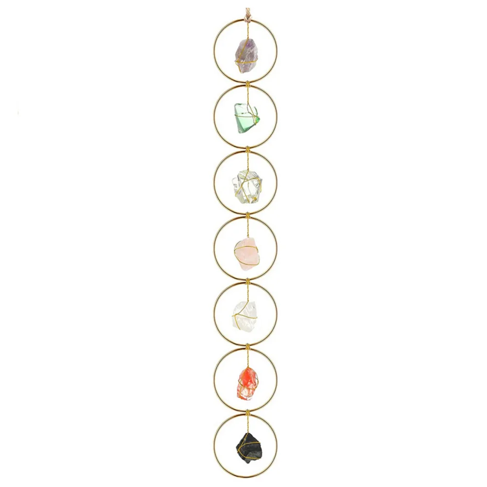 

Gemstone Wind Chime Wall Hanging nament Crystal Vintage Decor Pendant Stones R om Party DIY Holiday