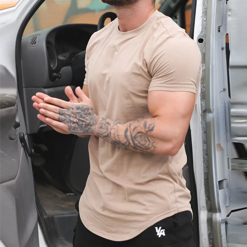 Sport Fitness T-shirt Men Bodybuilding Short Sleeve Workout Shirt Training Sport Running Gym T-shirt Summer Tops Tee Rashgard