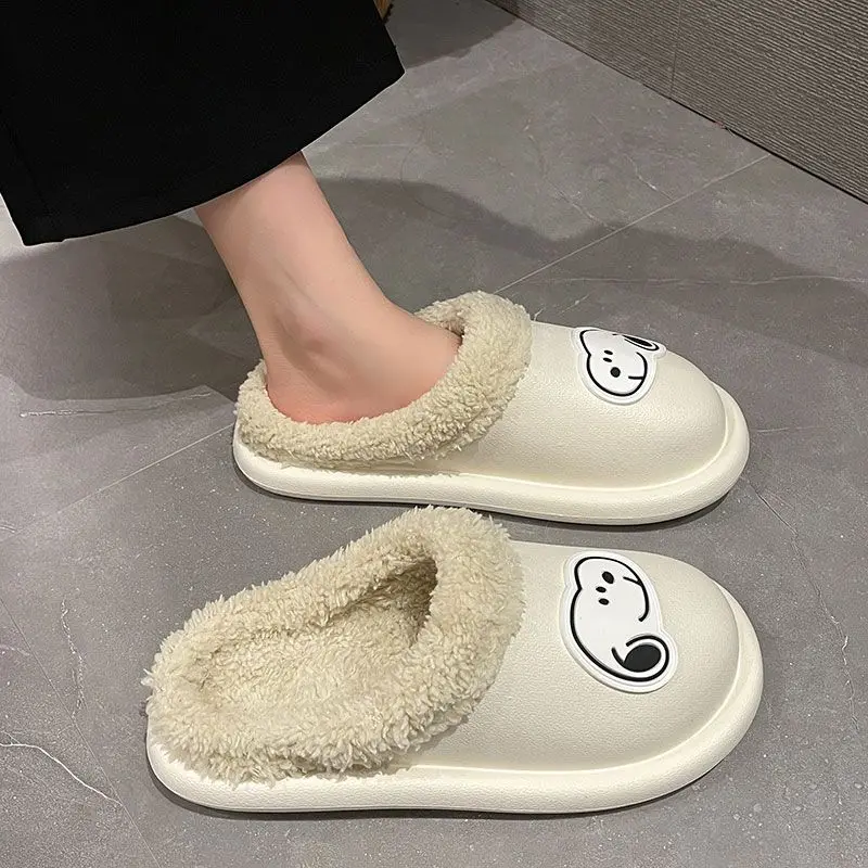 New Snoopy cute kawaii creative anime-themed home cotton slippers high-value personalized cartoon non-slip warm slippers gift.