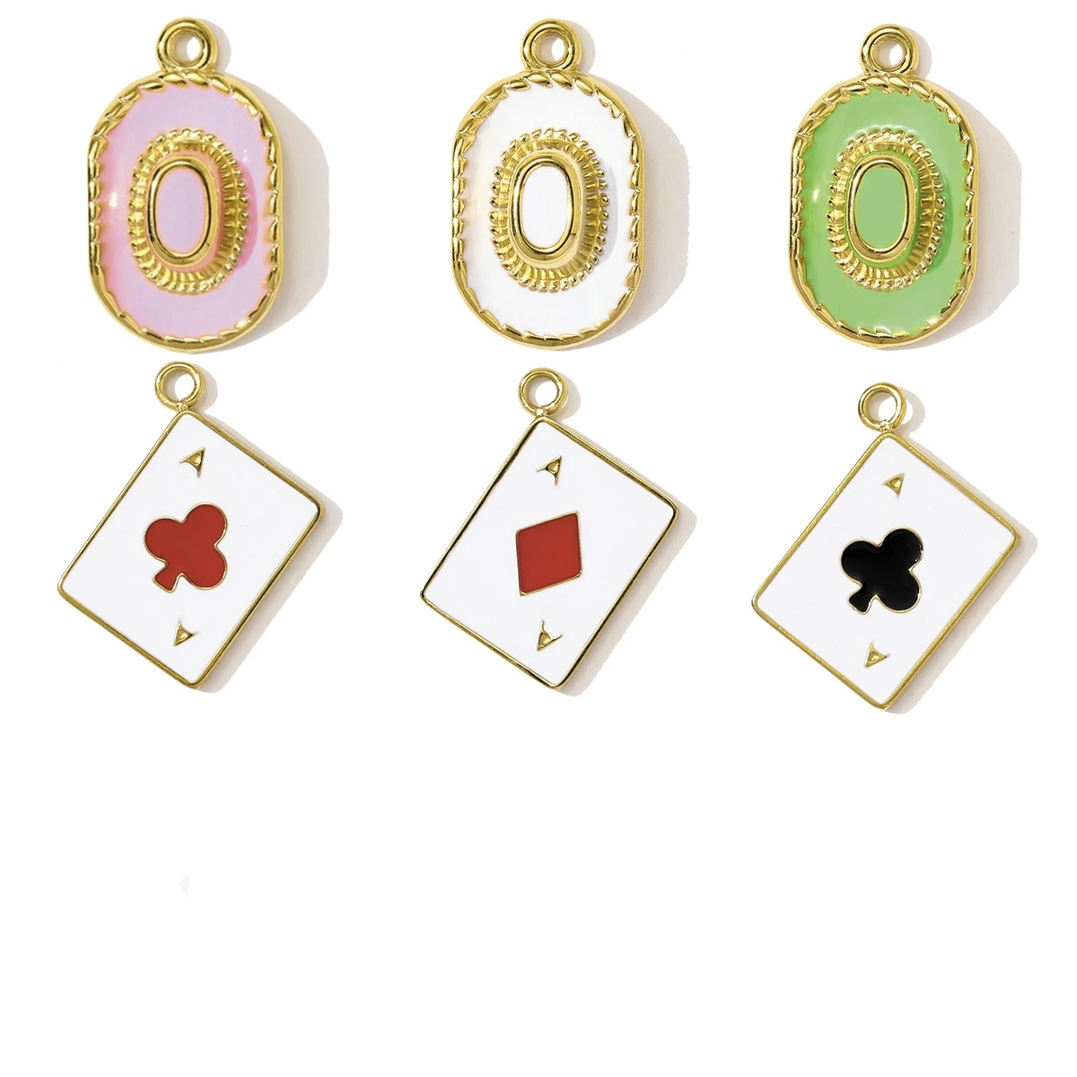 3Pcs/Lot Stainless Steel Playing Card Charms Enamel Hat Pendants For DIY Making Earring Necklace Jewelry Accessory Wholesale
