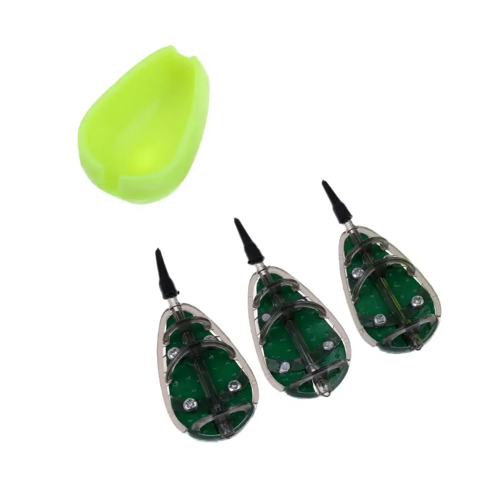 Carp Fishing Feeder Pack Inline Flat Feeders 30g 40g 50g with Mould Terminal Tackle for Long Distance Casting