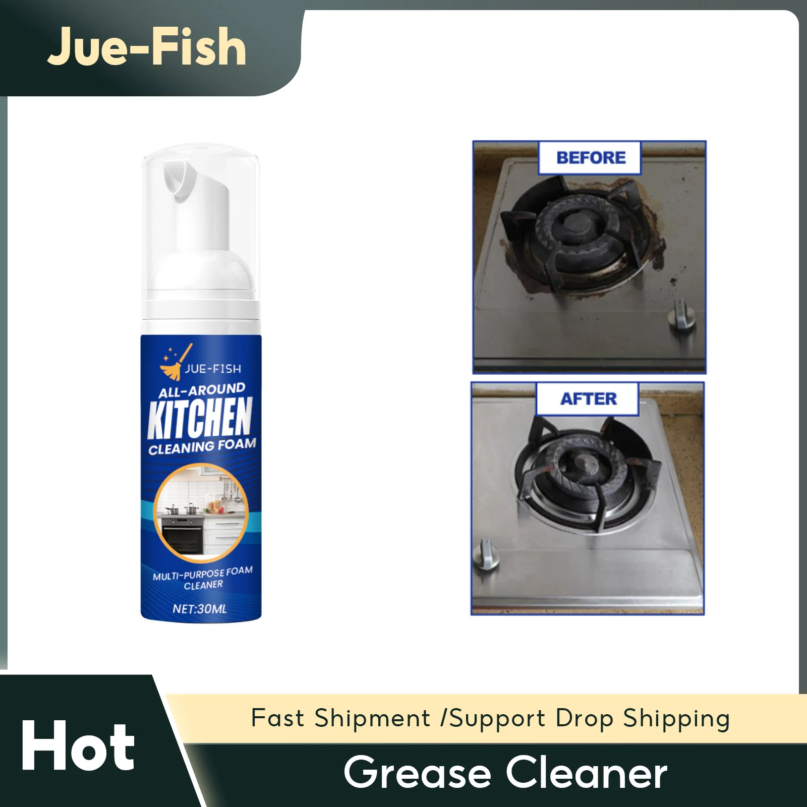 

Grease Cleaner Kitchen Heavy Oil Stain Cleaner Multifunctional Household Rust Removal Decontamination Dirt Cleaning Foam Spray