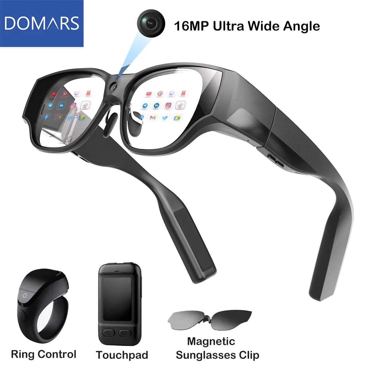 

INMO AIR3 AR Smart Glasses 16MP Camera AI Assistant Real-time Text Translation 1080P Virtual Screen Augmented Reality With Ring