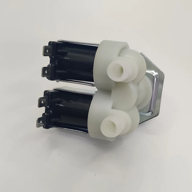 AC220-240V Pressure Dual Electric Water Inlet Solenoid Valve Normally Close With Mounting Bracket For Washing Machine