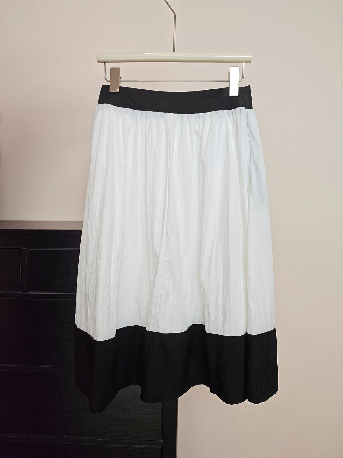 High Waist A-Line  Skirt Women's Commute Style Color Block Slimming Trendy Korean Version Midi Skirt for Ladies