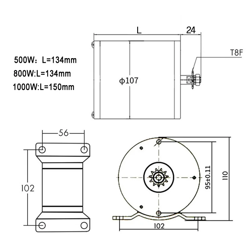 36V 48V 1000W Electric Motor 3000RPM Go-Kart With  Brushed DC Motor Rated Speed Brushless Motor Chain Drive 25H-11T