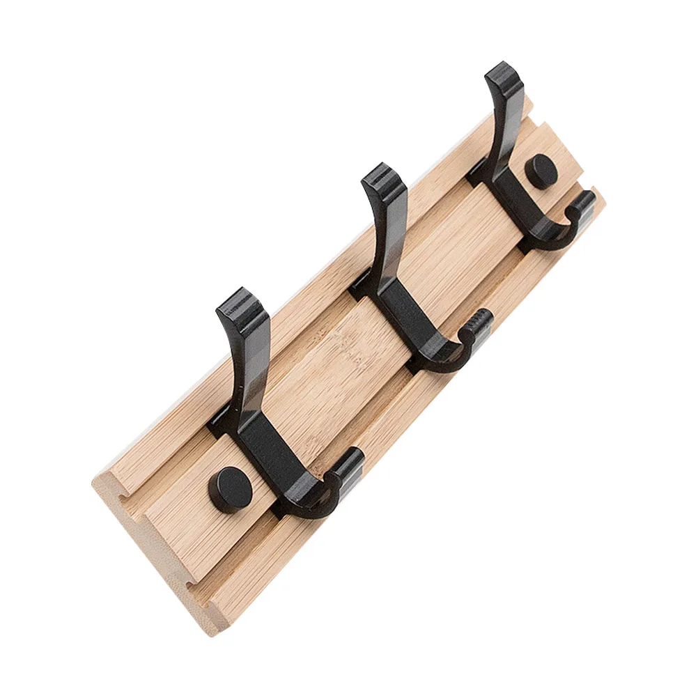 

Bamboo Wooden Hooks Rack Garment Holder Coat Hat Hanging Bedroom Shelf Modern Hangers Wall Mount Practical Storage